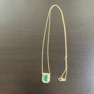 Bloomingdales Emerald & Diamond Halo Pendant Necklace In 14K Yellow Gold, 18”